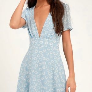 Light blue flora mini dress